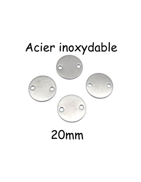 Perles connecteur disque en acier inoxydable 20mm
