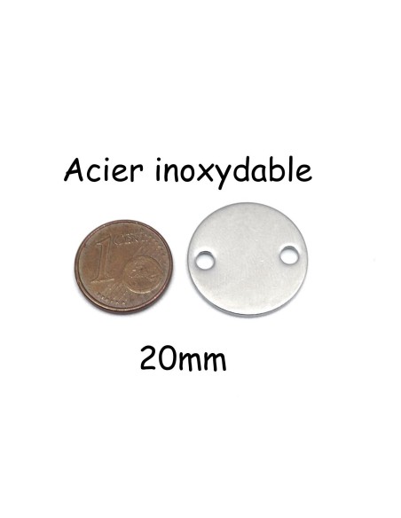 Perles connecteur médaillon argenté en acier inoxydable 20mm