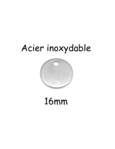 breloques sequin, pastille en acier inoxydable 16mm 2