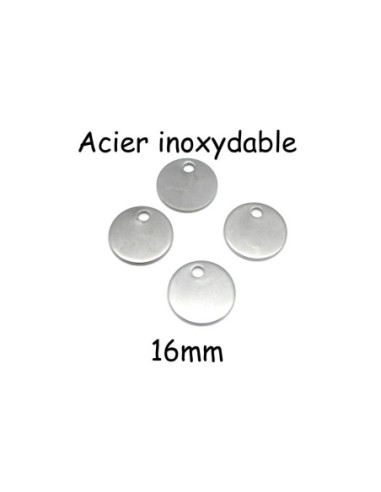 Médaille à graver 16mm en acier inoxydable argenté