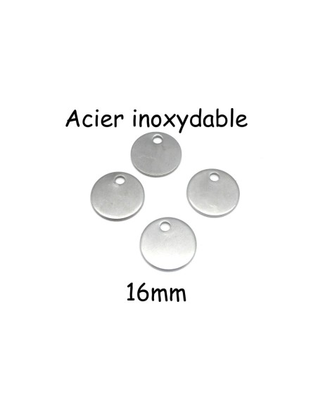 Médaille à graver 16mm en acier inoxydable argenté