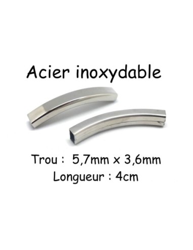 Passant argenté en acier inox pour cuir de 5mm