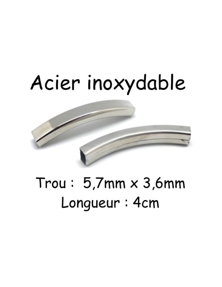 Passant argenté en acier inox pour cuir de 5mm
