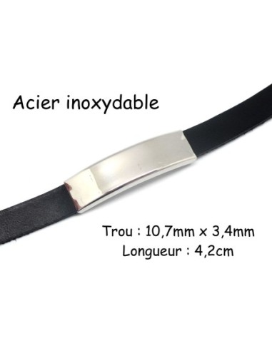 Perle passant argenté en acier inoxydable pour cuir de 10mm