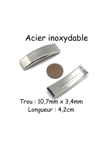 Slide argenté pour lanière cuir 10mm en acier inox