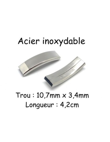 Perle passe cuir en acier inox pour lanière de 10mm