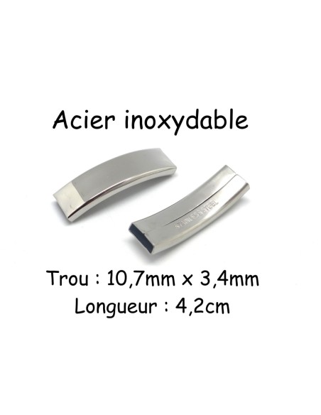 Perle passe cuir en acier inox pour lanière de 10mm