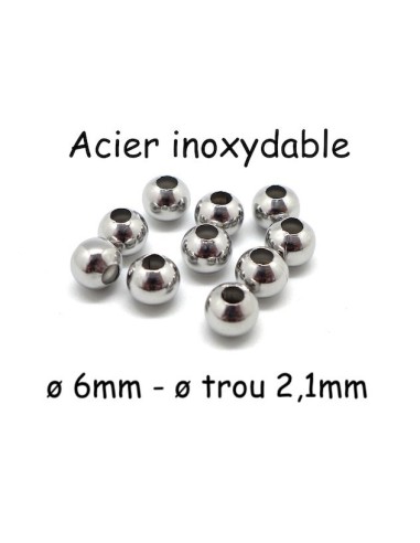 Perles ronde 6mm en acier inoxydable