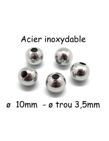 Perles ronde 10mm en acier inoxydable