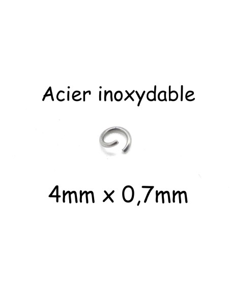 anneaux brisés argenté en acier inoxydable 4mm
