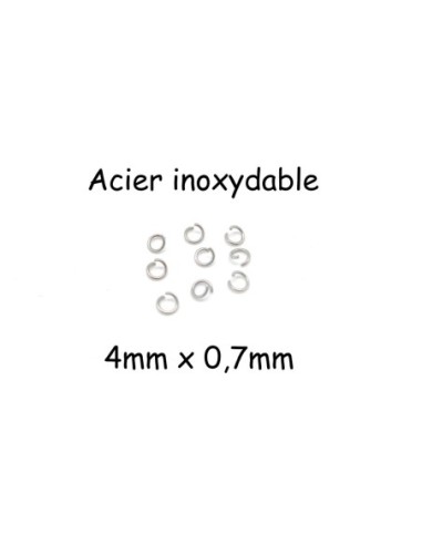 jumped ring argenté en acier inoxydable 4mm