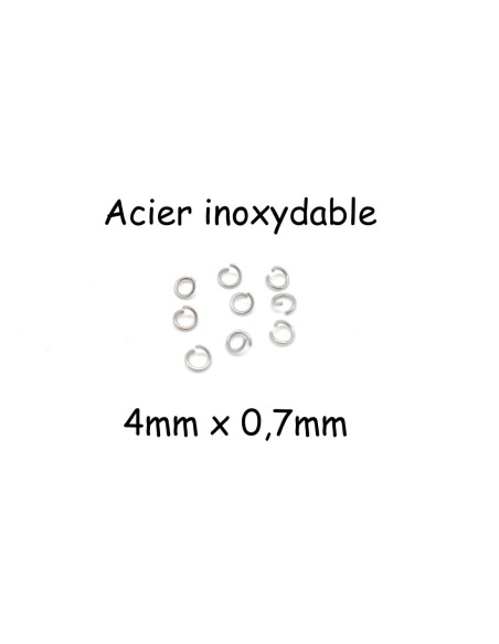 jumped ring argenté en acier inoxydable 4mm