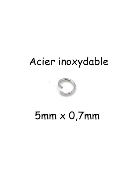 anneaux brisés argenté 5mm acier inoxydable 5mm