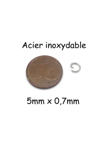 anneaux ouverts 5mm argenté acier inoxydable 5mm