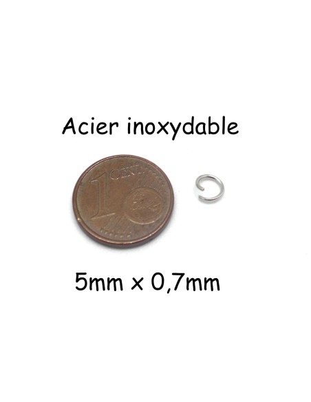 anneaux ouverts 5mm argenté acier inoxydable 5mm