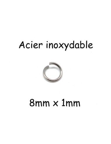 anneaux de jonction en acier inoxydable 8mm argenté