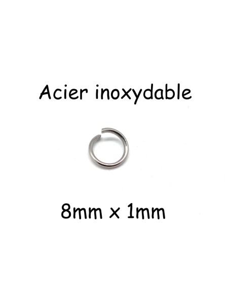 anneaux de jonction en acier inoxydable 8mm argenté