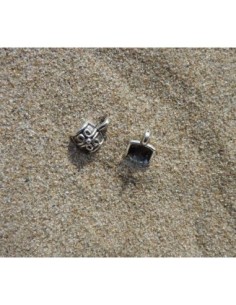 R-Breloque pendentif sculpté en métal argenté 2