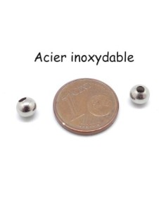 Perles ronde 5mm en acier inoxydable argenté 2