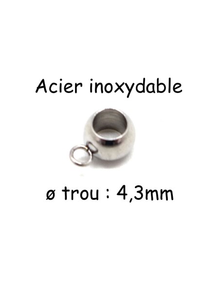 Attache breloque argenté pour cordon cuir de 4mm