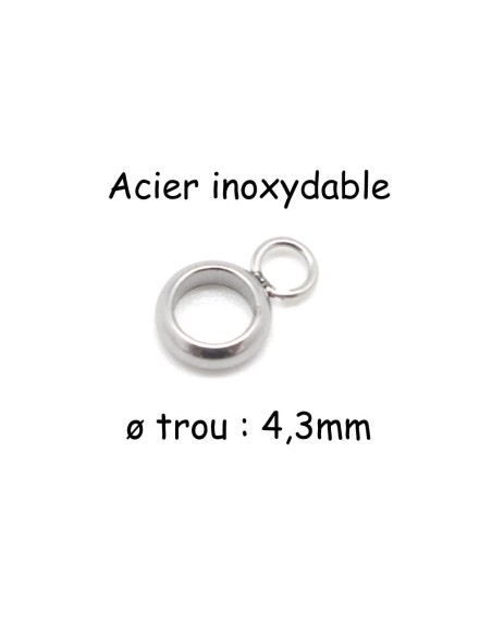 Bélière en acier inoxydable argenté pour breloque, pendentif