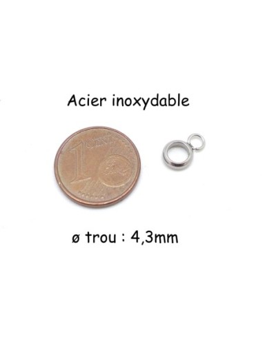 Attache breloque en acier inoxydable, bélière pour cordon de 4mm