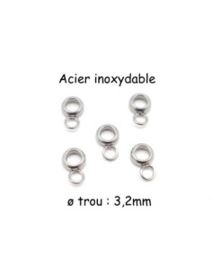 supports breloque argenté en acier inoxydable, bélière pour cordon de 3mm