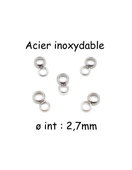 Supports breloque en acier inoxydable, bélière pour cordon de 2,5mm