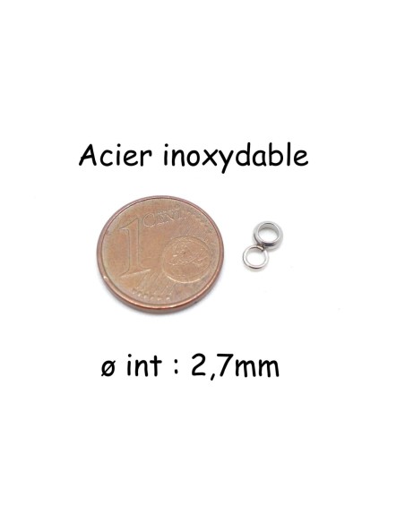 Supports breloque en acier inoxydable, bélière pour cordon de 2,5mm