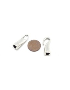 Fermoirs crochet embout rond pour cordon de 4,5mm en métal argenté 2