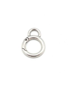 2 Mousquetons rond anse de sac, porte clé en métal argenté 31mm