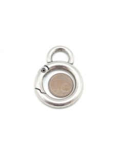 2 Mousquetons rond anse de sac, porte clé en métal argenté 31mm 2