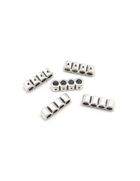 Perles multi rangs 4 Rangs en métal argenté pour cordon de 3mm