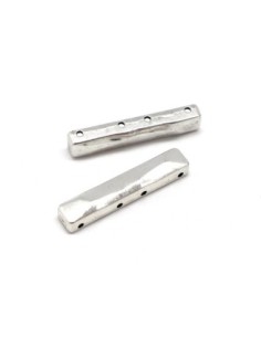 Perles intercalaire en métal argenté martelé 4 trous de 1mm