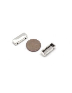 Perles intercalaire en métal argenté martelé 2 trous de 1mm 2