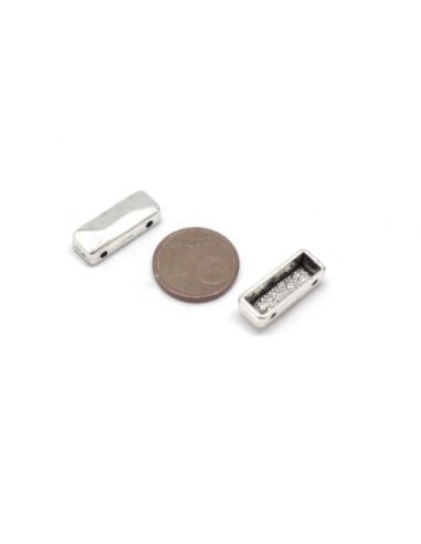 Perles intercalaire en métal argenté martelé 2 trous de 1mm