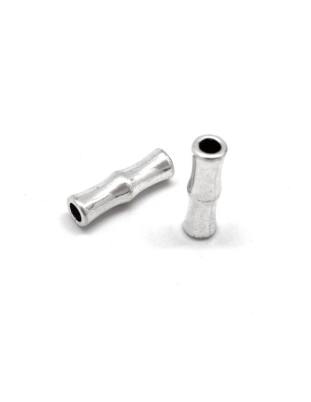 Perles tube en métal argenté ciselé trou 4mm