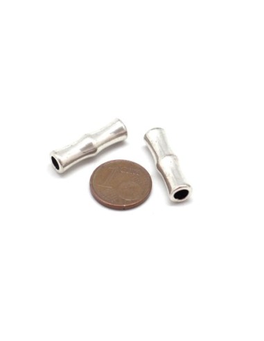 Perles tube en métal argenté ciselé trou 4mm