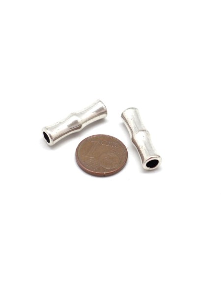 Perles tube en métal argenté ciselé trou 4mm
