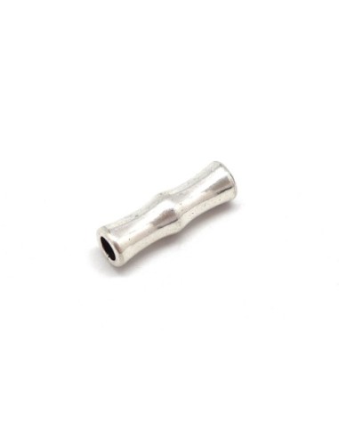 Perles tube en métal argenté ciselé trou 4mm