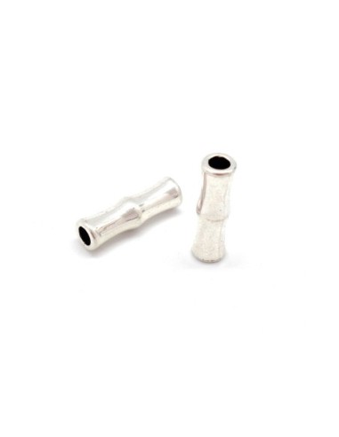 Perles tube en métal argenté ciselé trou 4mm