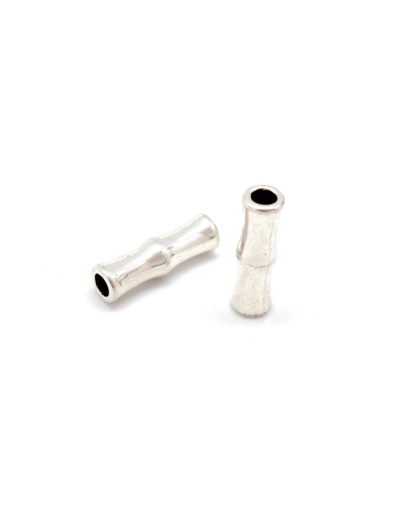Perles tube en métal argenté ciselé trou 4mm