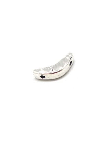 10 Perles métal argenté forme arête de poisson 2 trous de 1,5mm