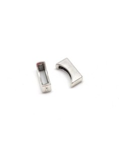 perles passant métal biseauté en métal argenté pour lanière de 10mm 2