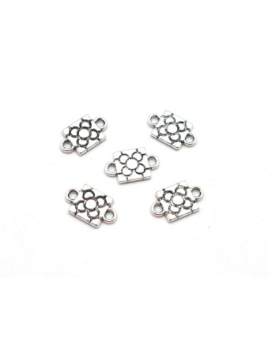 Perles connecteur métal argenté carré