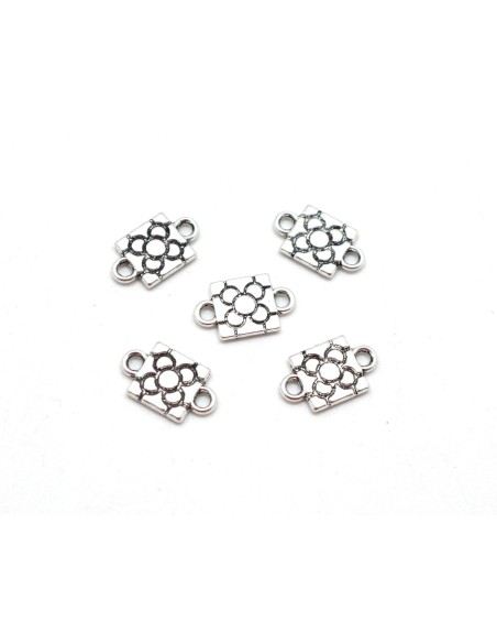 Perles connecteur métal argenté carré