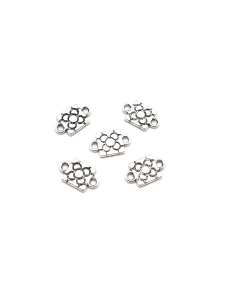 Perles connecteur métal argenté carré