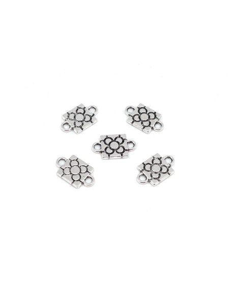 Perles connecteur métal argenté carré