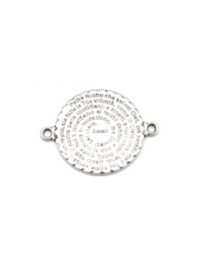 Perles connecteur métal argenté ronde 28mm Padre Nostro
