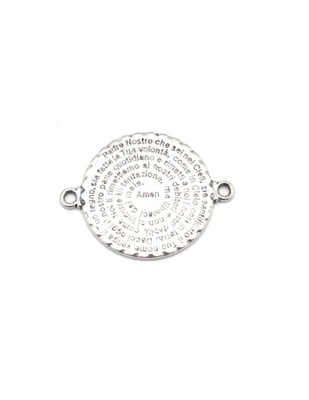 Perles connecteur métal argenté ronde 28mm Padre Nostro